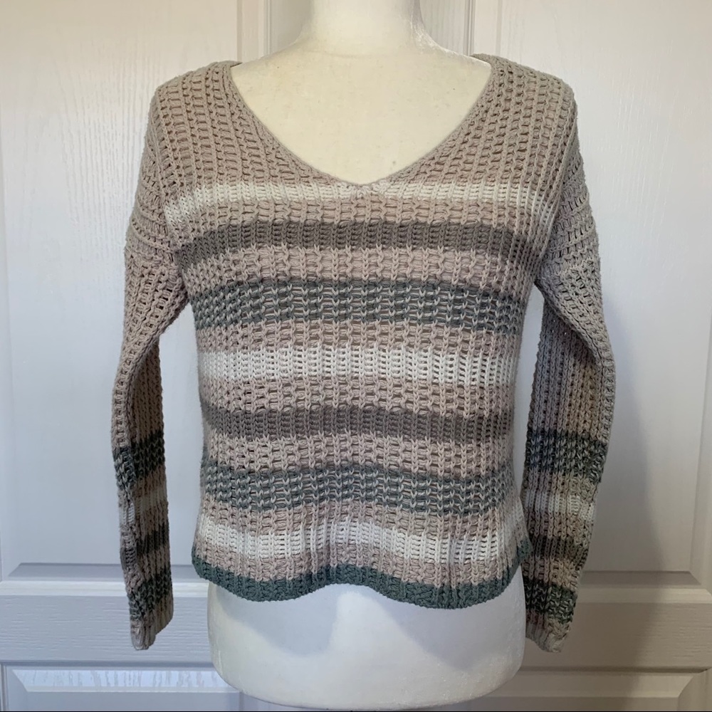 Sky and Sparrow Striped Neutral Sweater Small